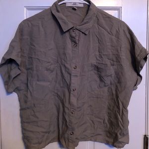 green button down shirt